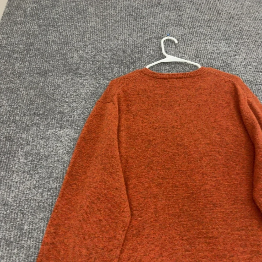 Bowen & Wright Sweater Mens XL Orange Lambswool V Neck Pullover Classic Casual
